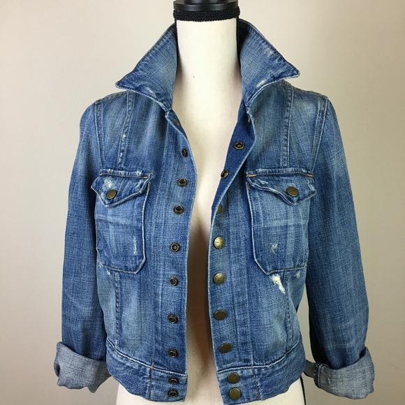 Current/Elliott Jackets & Blazers - Current Elliott The Snap Jean Jacket Distressed